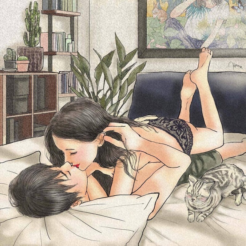 日本插画家平泉春奈笔下的情侣日常,高清无水印的美图